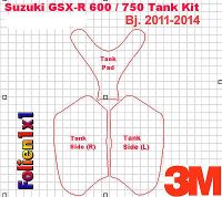 3M  Lackschutz Folie 7510 transparent fr Suzuki GSXR 600 750 Tan