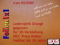 Wrap Folie Hexis Cast HX3000  orange Lederoptik 50 cm x 60 cm